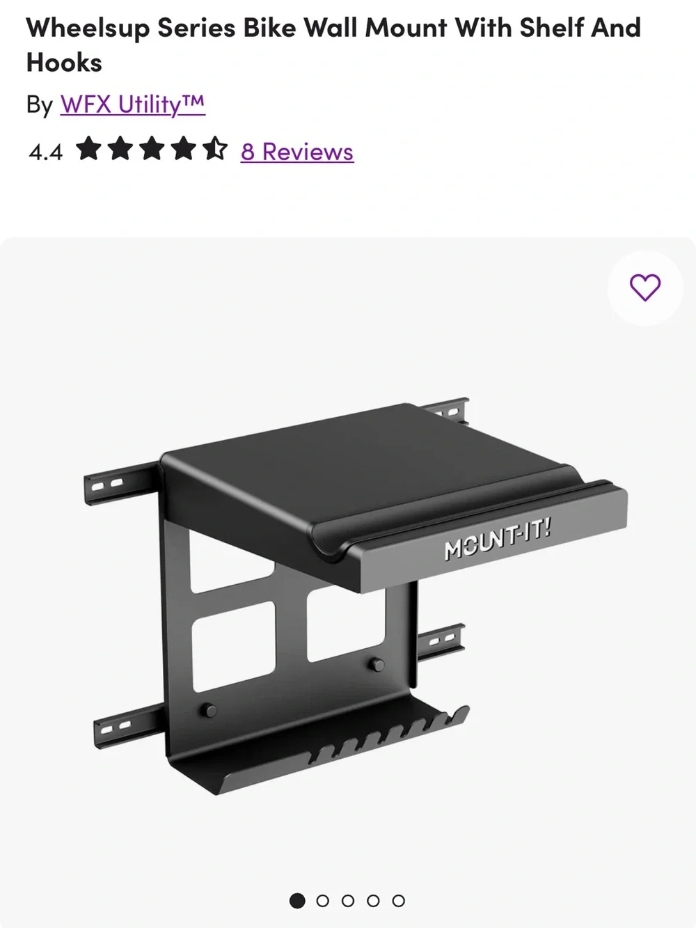 Black Wall-Mount Shelf with Integrated Hooks